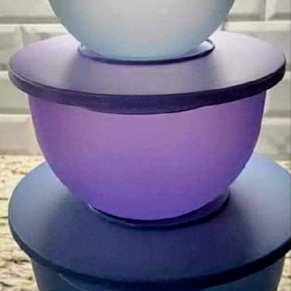 Tupperware Impressions Purple and Blue Bowls Set/3 - Picture 2 of 8
